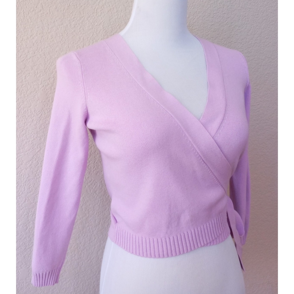 Ann Taylor Loft vintage Y2K lilac cropped wrap sweater